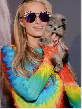 Alice + Olivia VIBRANT Tie Dye top hippie retro buttery soft ASO Paris Hilton